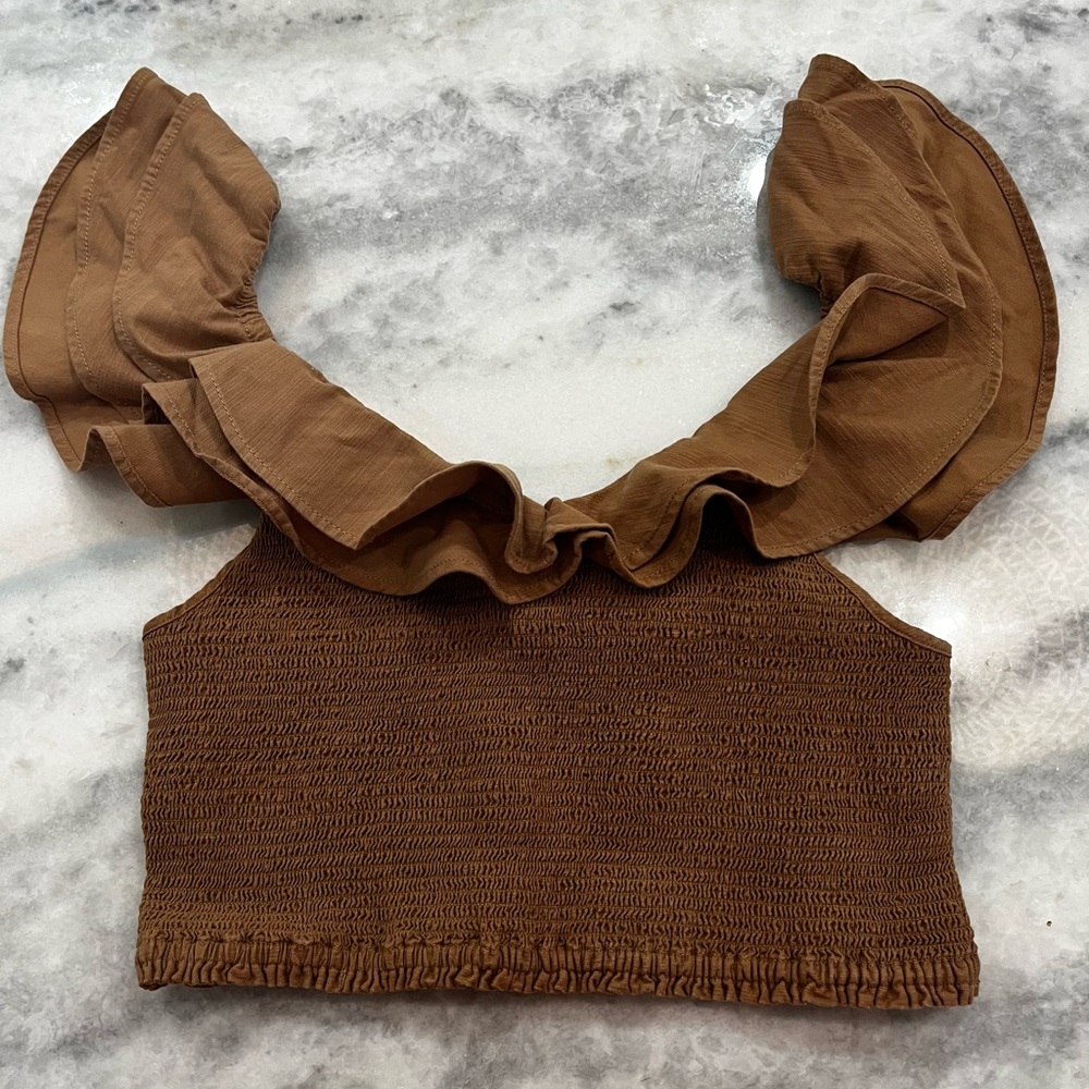 Maeve Brown Ruffled Women's Top